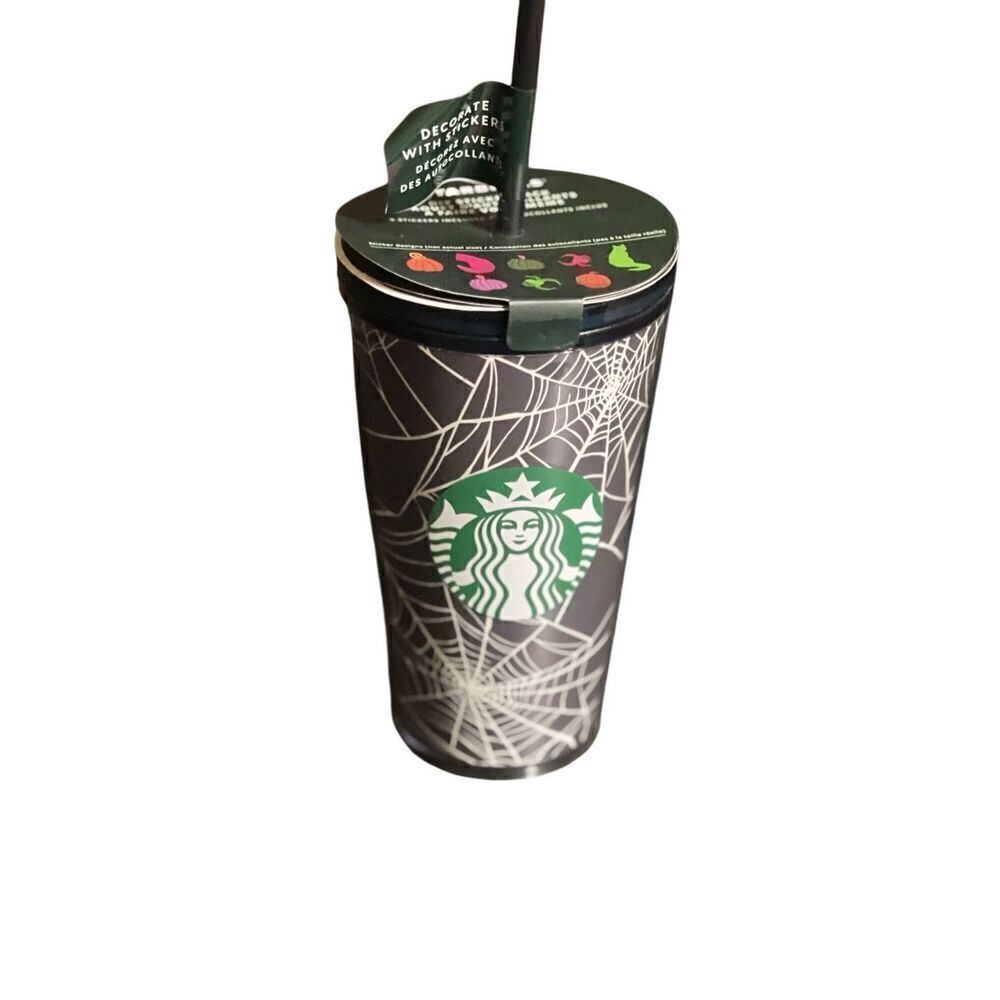 Starbucks 2021 NWT Halloween Spider Web Glow in the Dark 16oz Tumbler